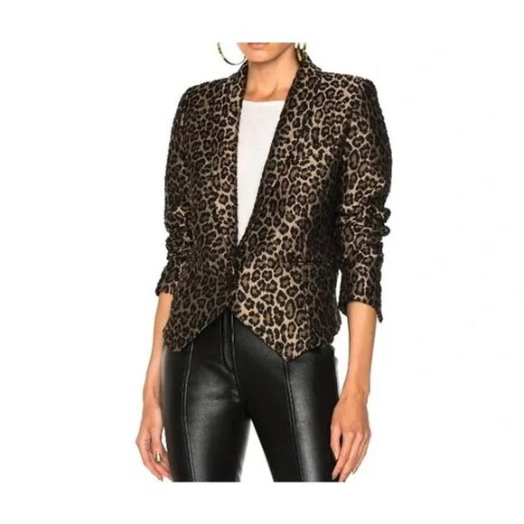 SMYTHE Anytime Leopard Jacquard Blazer Size 2 Animal Print - Picture 2 of 16
